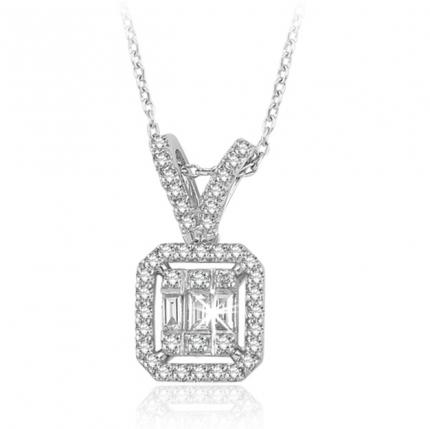 0.35 ct Baget Pırlanta Kolye
